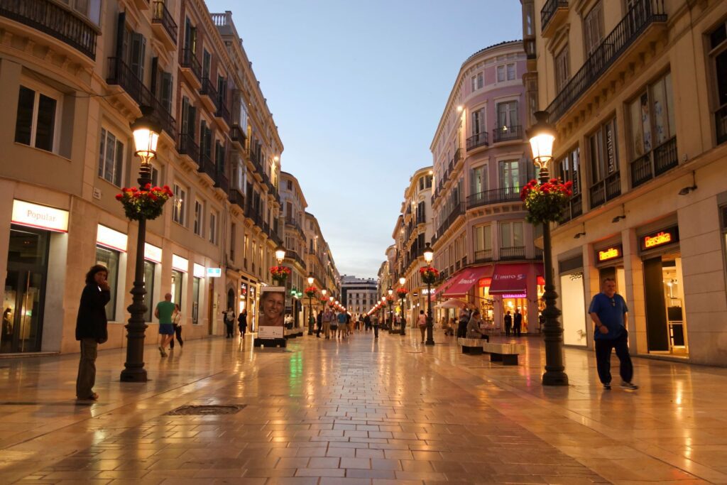 Calle Larios, one of the stunning streets in Malaga.