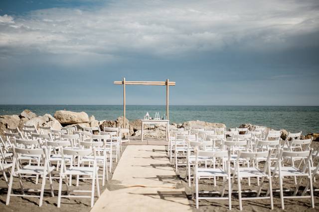 malaga beach wedding - ceremony setup on the beach